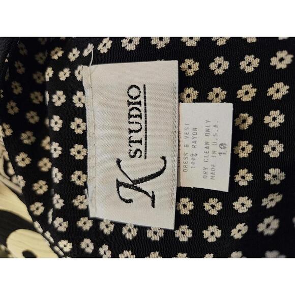 Vintage 90s K Studio Size 10 black & off white maxi dress. Modest. - Picture 3 of 3